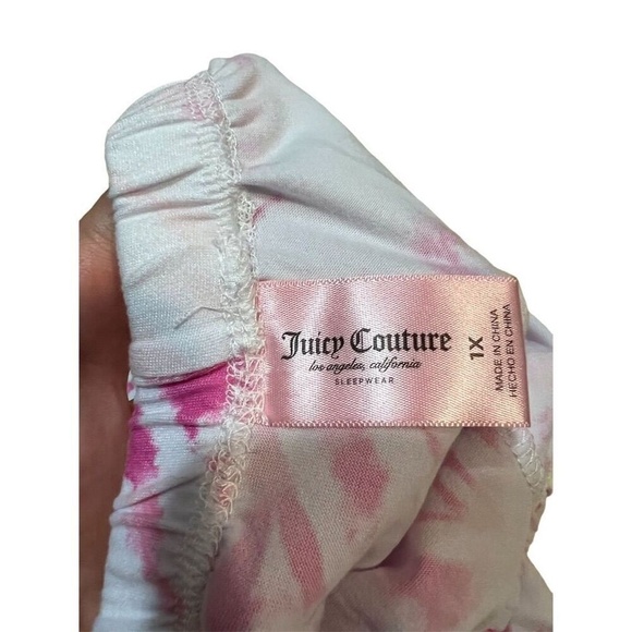 Juicy Couture Women's 1X Tie Dye Rhinestone Logo Pajama Set Pink - Picture 10 of 10